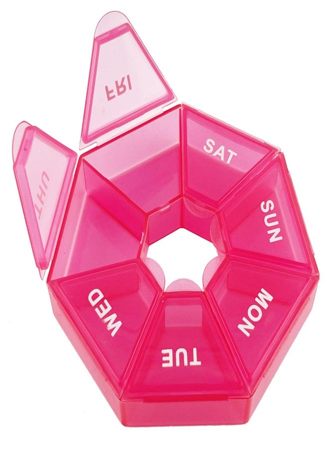 Deke Home - Small Weekly Pill Organizer, Round Pill Dispenser for Travel, Mini Pill Organizer, Compact Medicine Holder, Pill Sorters 7 Days, Portable Vitamin Container, BPA Free (Food Grade) - Image 1