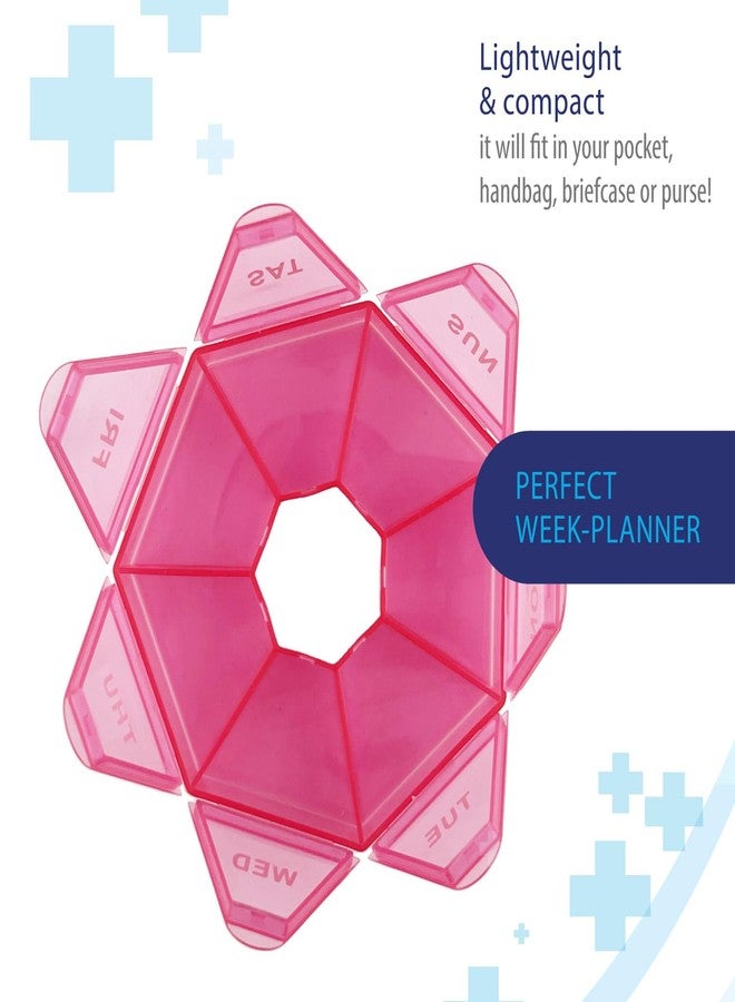 Deke Home - Small Weekly Pill Organizer, Round Pill Dispenser for Travel, Mini Pill Organizer, Compact Medicine Holder, Pill Sorters 7 Days, Portable Vitamin Container, BPA Free (Food Grade) - Image 5