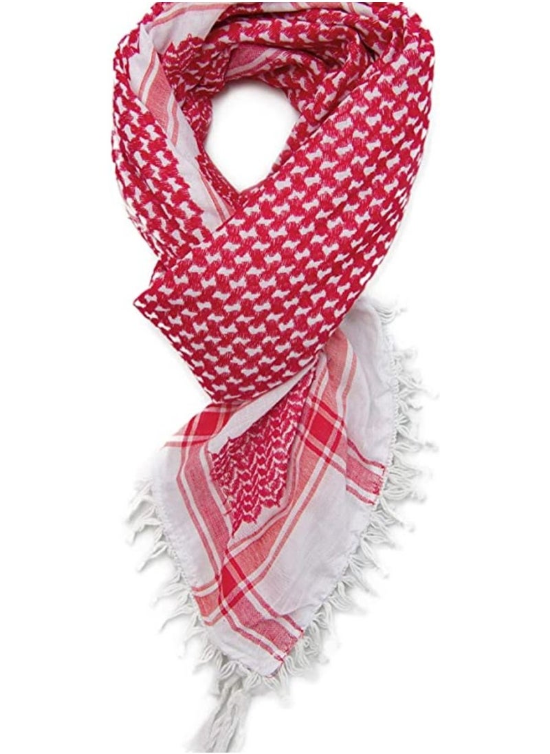 QUESERA Red Shemagh Scarf Keffieh Kafiya Traditional Arab Checkered Shawl Neck Head Wrap  - Image 2