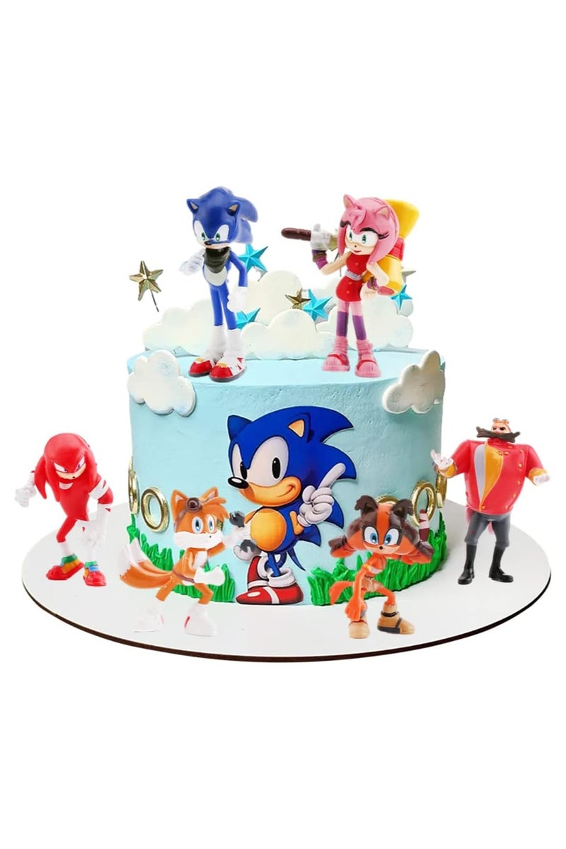 6-Piece Sonic The Hedgehog Figure Toy Set,Birthday Party Cake Toppers For Sonic the Hedgehog, Theme Party Supplies - Image 1