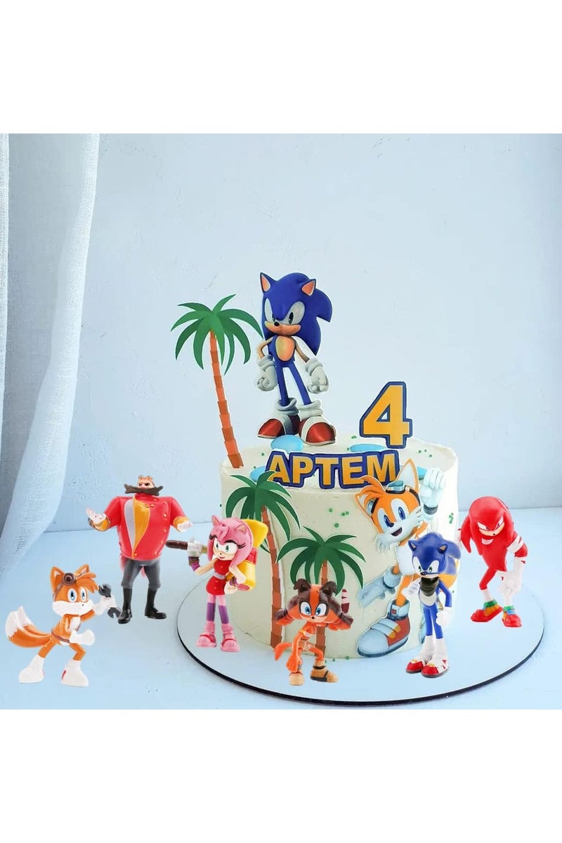 6-Piece Sonic The Hedgehog Figure Toy Set,Birthday Party Cake Toppers For Sonic the Hedgehog, Theme Party Supplies - Image 3