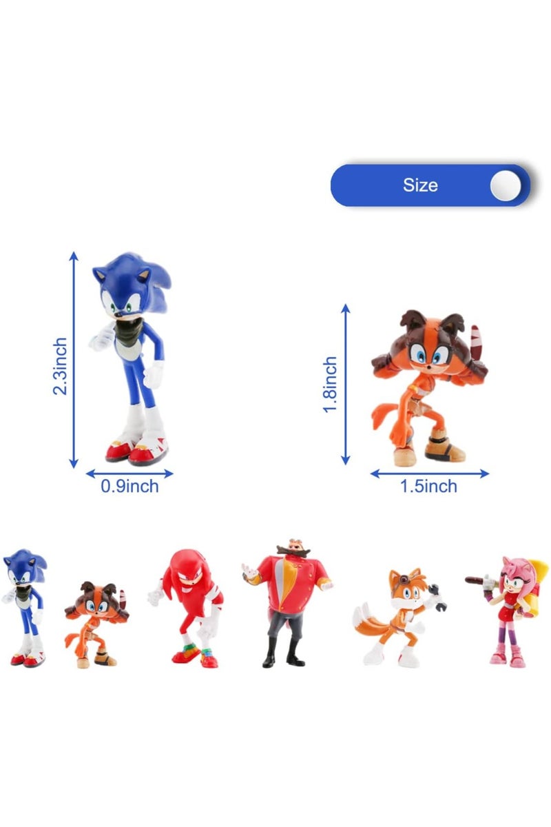 6-Piece Sonic The Hedgehog Figure Toy Set,Birthday Party Cake Toppers For Sonic the Hedgehog, Theme Party Supplies - Image 2