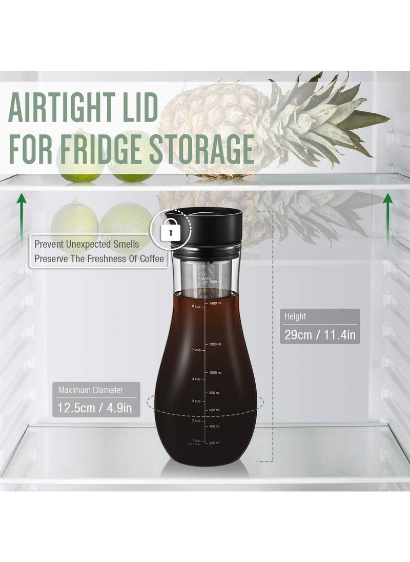 Soulhand Soulhand Cold Brew Coffee Maker Iced Coffee Maker with Airtight Lid Cold Brew Pitcher with Removable Stainless Steel Filter for Ready To Drink Iced Coffee Hot Tea Fruit Beverage Brewing 1.5L  - Image 4