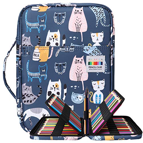 BOMKEE Coloring Pencil Case 220 Slots Pencils/Gel Pens Organizer Waterproof Travel Case Zipper Carrying Portable Pencil Markers Pen Holder Bag for Painter Writers (Sports Cat) - Image 1