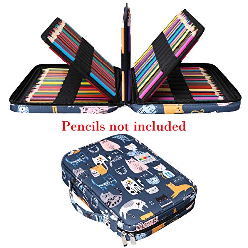 BOMKEE Coloring Pencil Case 220 Slots Pencils/Gel Pens Organizer Waterproof Travel Case Zipper Carrying Portable Pencil Markers Pen Holder Bag for Painter Writers (Sports Cat) - Image 2
