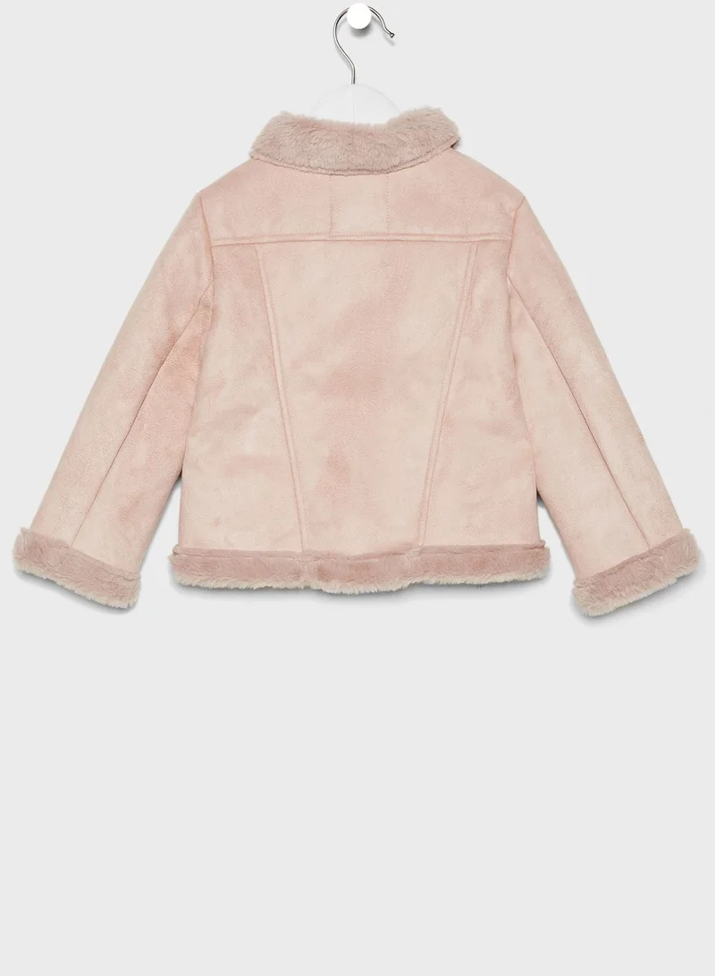 MINOTI Kids Fur Lined Biker Jacket