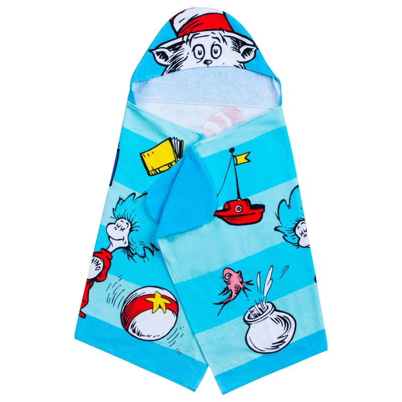 Franco Dr. Seuss Cat In The Hat Bath/Pool/Beach Soft Cotton Terry Hooded Towel Wrap  24 in x 50 in  By Franco Kids - Image 5