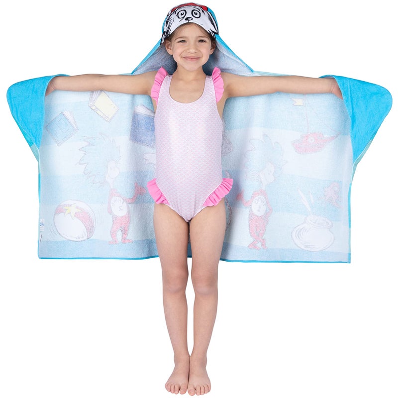 Franco Dr. Seuss Cat In The Hat Bath/Pool/Beach Soft Cotton Terry Hooded Towel Wrap  24 in x 50 in  By Franco Kids - Image 2