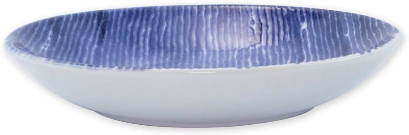 Vietri Vietri Viva Santorini Stripe Pasta Bowl Soup Salad Spaghetti Server 95 D Earthenware Dish Blue  - Image 1
