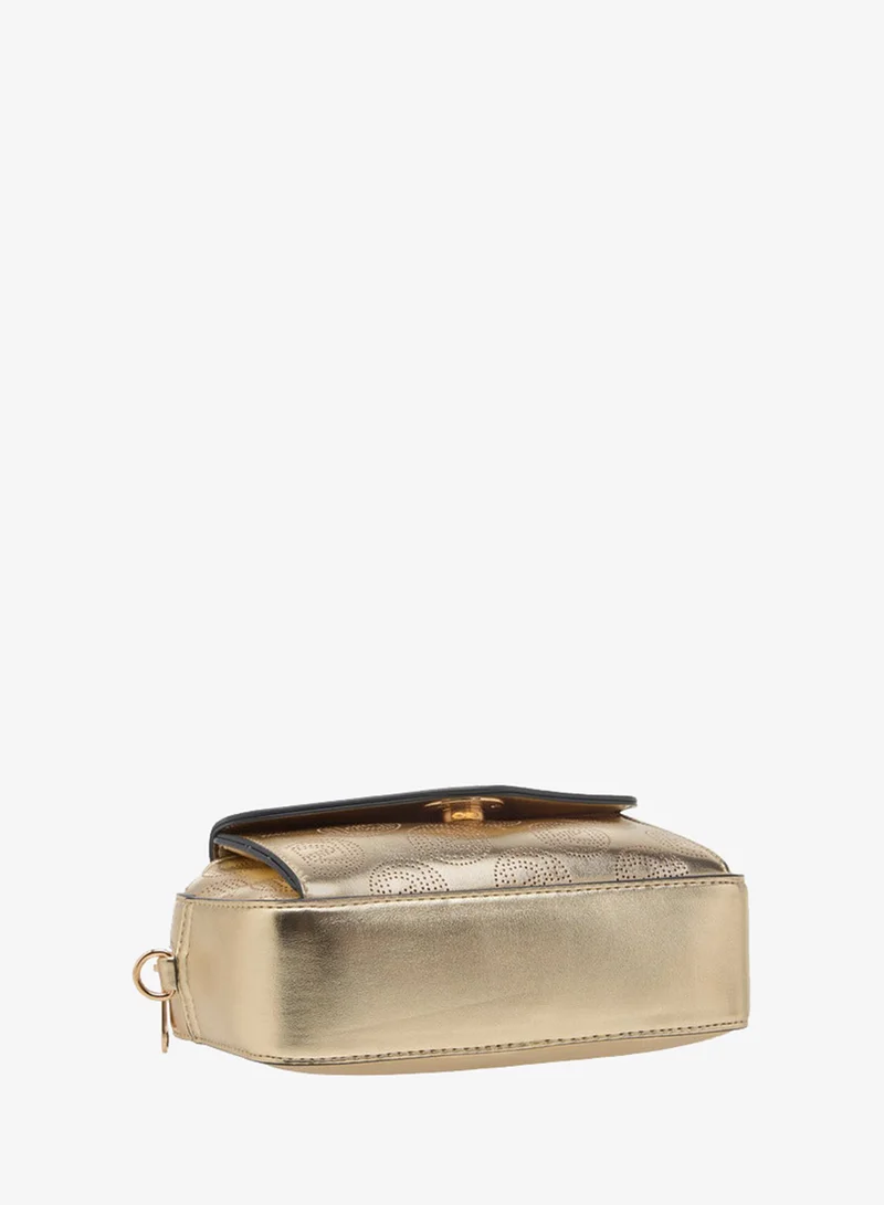Paprika GOLD Women's Monogram Embellished Crossbody Bag with Chain Strap and Flap Closure for Women | Best Price UAE