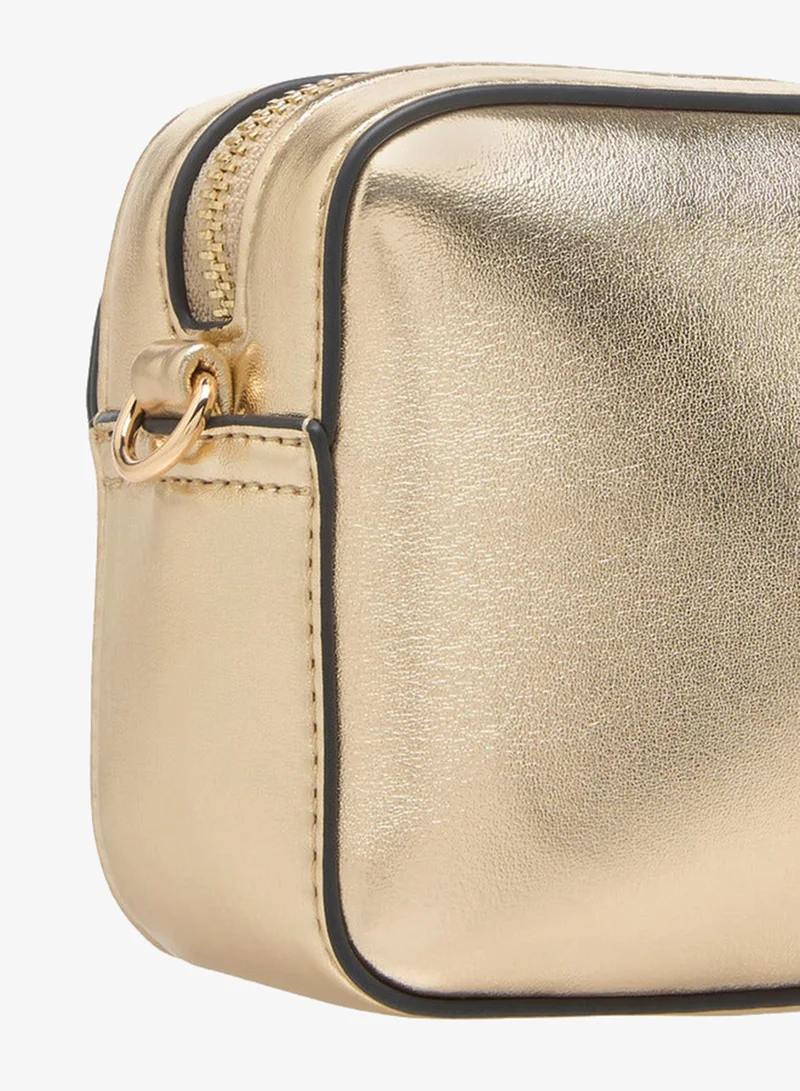 Paprika GOLD Women's Monogram Embellished Crossbody Bag with Chain Strap and Flap Closure for Women | Best Price UAE