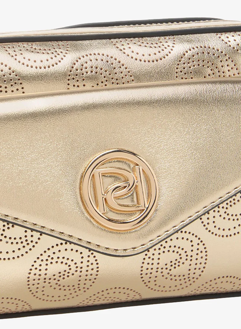 Paprika GOLD Women's Monogram Embellished Crossbody Bag with Chain Strap and Flap Closure for Women | Best Price UAE