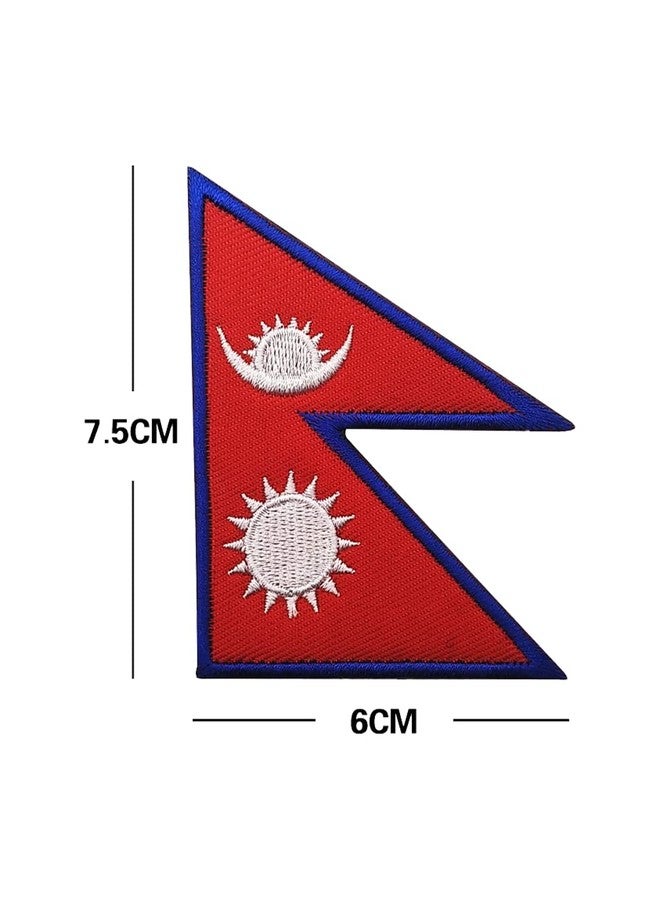 AliPlus 2 PCS Nepal Flag Patches Embroidered Tactical Military Morale Patch Applique Fastener Hook and Loop - Image 2