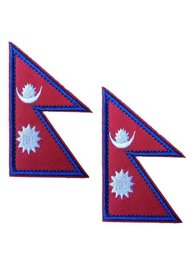 AliPlus 2 PCS Nepal Flag Patches Embroidered Tactical Military Morale Patch Applique Fastener Hook and Loop - Image 1