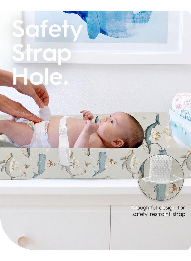 TotBasic Premium Soft Boho Changing Pad Covers for Girls & Boys - Stretchy Jersey Sheets - Fits Standard Changing Tables - 2 Pack (Whale Dreams) - Image 3