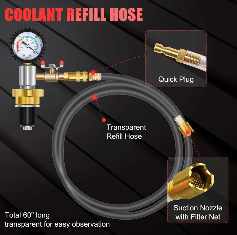JIFETOR Universal Cooling System Vacuum Type Coolant Refill Tool Kit, Red - Image 5