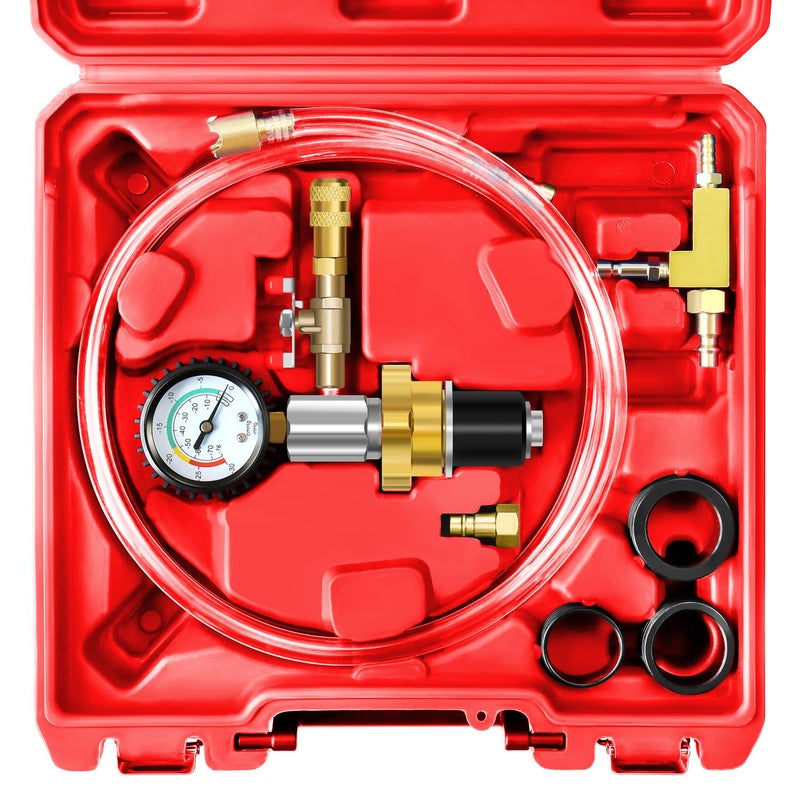 JIFETOR Universal Cooling System Vacuum Type Coolant Refill Tool Kit, Red - Image 1
