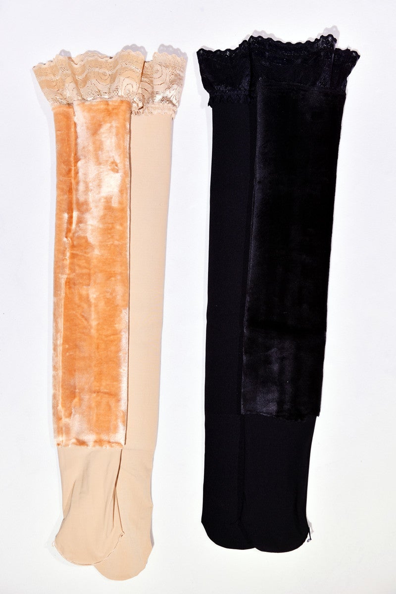 Socks women's stockings autumn and winter warm anti-drop thigh socks knee pads high tube fake meat black silk light leg artifact winter - Image 1