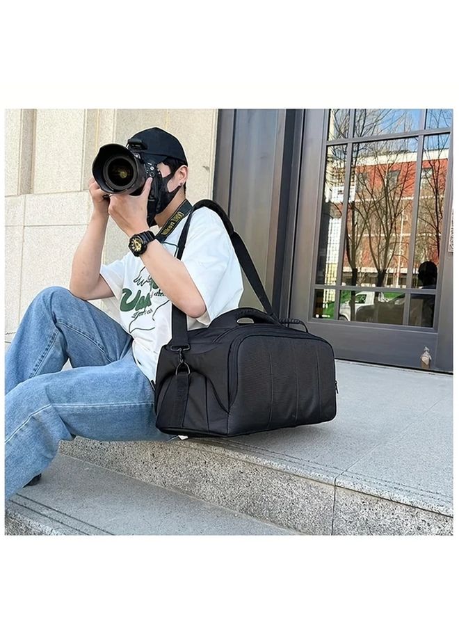 Black Professional Photography Backpack Adjustable Straps Smooth Wheels Durable Nylon - Image 5