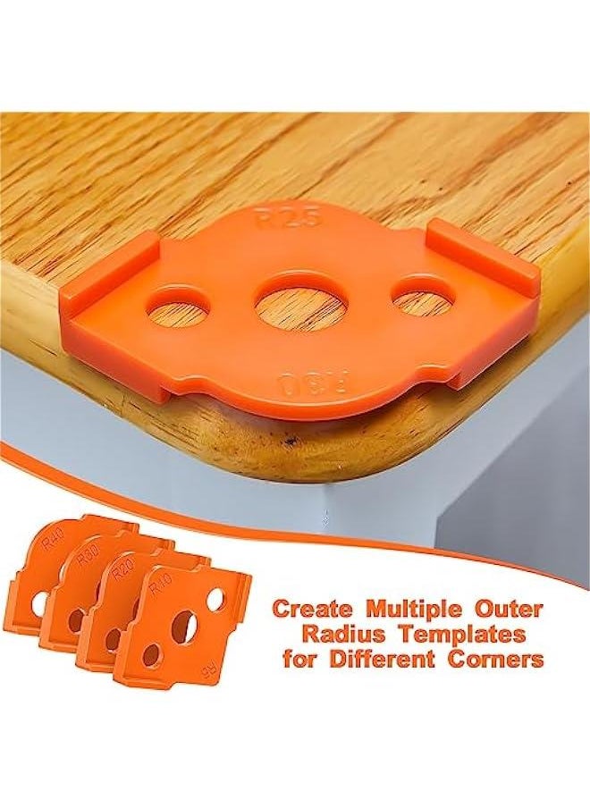 4-Piece Radius Jig Router Templates for Routing Rounded Corners, Made from Hard ABS CNC Material, Includes 8 Radius Angle and Corner Routing Templates, Quick and Easy Jig for Woodworking
