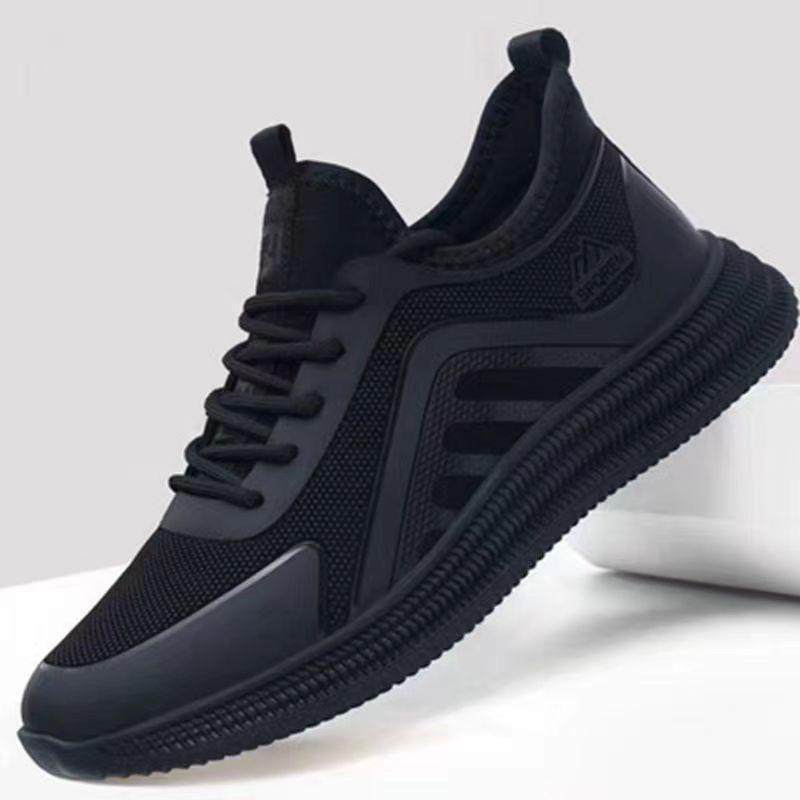 Men's Sports Shoes, Breathable Mesh, Lace-up, Black - Image 3