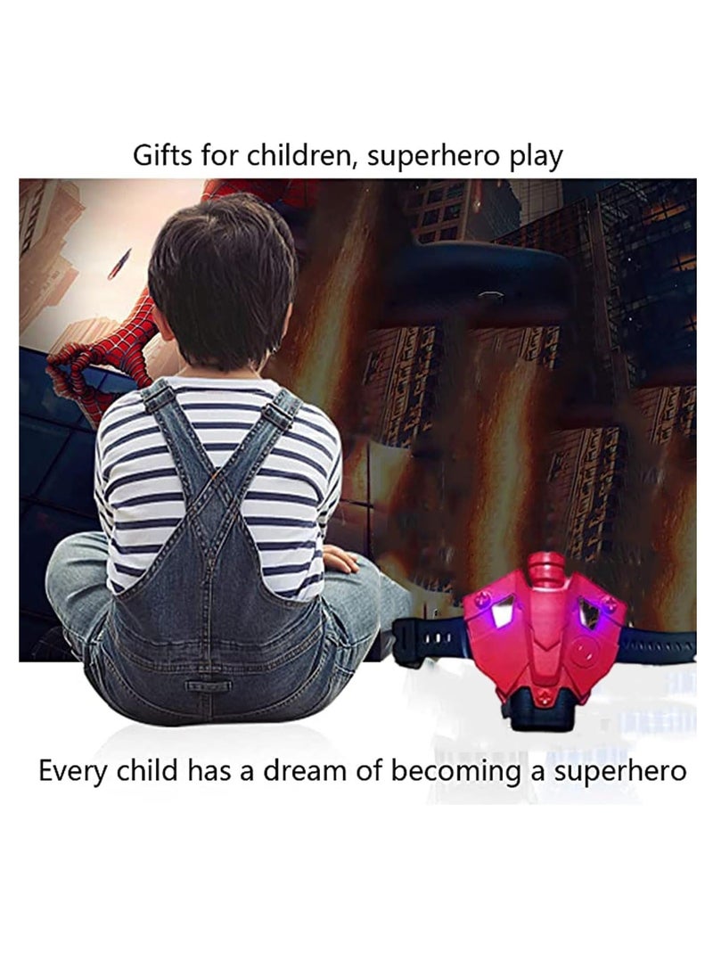 Launcher String Shooters Toy, 9.6ft Real Rope - Can Grab Small Objects，DIY Superhero with Magnetic Sensor Light, Wrist Transmitter Realistic Great Gift (Red)