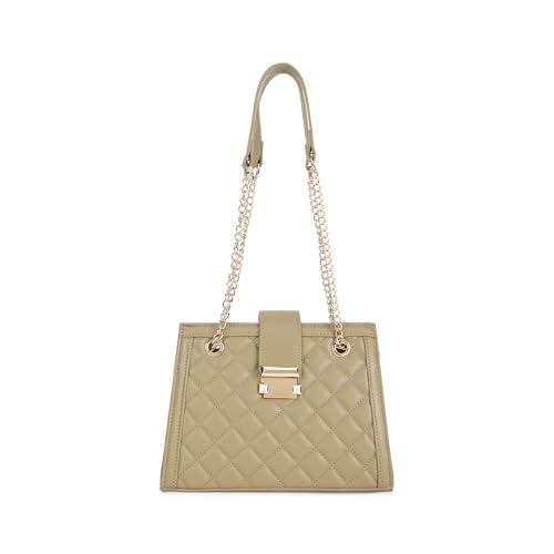 fastrack Olive SnapLock Shoulder Bag | Quilted Faux-Leather Women’s Handbag | Shoulder Bag with Chain Strap & Dual Closure - Image 1