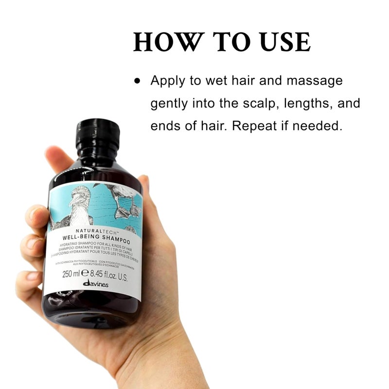 Davines Naturaltech WELLBEING Shampoo, Light And Gentle Cleansing To Moisturize, Protect and Enrich Without Changing Hair's Structure, 8.45 fl. oz. - Image 4