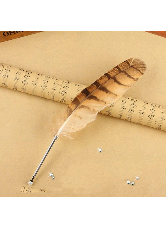 SPYSHOP - SpyShop Classic Style Stationery Feather Ballpoint Pen Quill Ink Pen for Kids Natural Owl Fountain Pen for Decoration and Hand Writing Gift Pen - Image 1