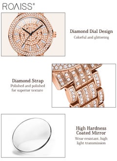roaiss Women's Luxury Quartz Watch, Analog Display Round Dial with Crystal Decoration, Waterproof Stainless Steel Strap Shining Wristwatch, as Gift for Ladies  - Image 5