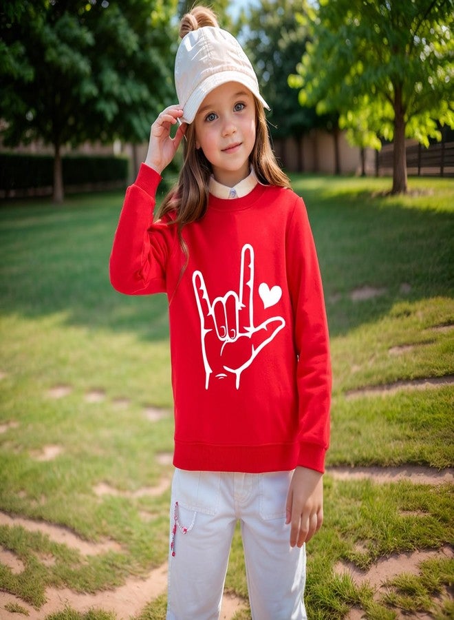 Geoyune Kids Valentines Sweatshirt Toddler Boys Girls I Love You Hand Sign Love Heart Shirt Tops Outfit 1-7 Years, Love Hand Sign#1, 4 Years - Image 3