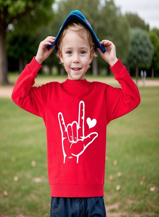 Geoyune Kids Valentines Sweatshirt Toddler Boys Girls I Love You Hand Sign Love Heart Shirt Tops Outfit 1-7 Years, Love Hand Sign#1, 4 Years - Image 4