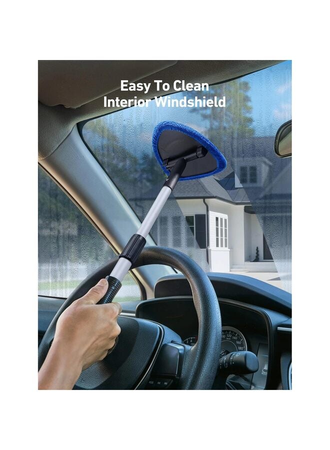 أداة تنظيف الزجاج الأمامي، مجموعة تنظيف داخلية للسيارة بمقبض قابل للتمديد، زجاجة رذاذ واحدة و4 وسادات من الألياف الدقيقة قابلة لإعادة الاستخدام، مجموعة فرشاة مسح زجاج السيارة، أزرق، 13.6 بوصة - 19.3 بوصة - Image 5