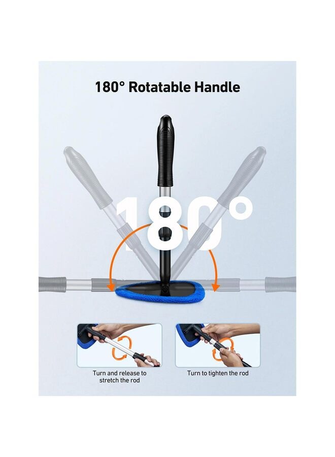 أداة تنظيف الزجاج الأمامي، مجموعة تنظيف داخلية للسيارة بمقبض قابل للتمديد، زجاجة رذاذ واحدة و4 وسادات من الألياف الدقيقة قابلة لإعادة الاستخدام، مجموعة فرشاة مسح زجاج السيارة، أزرق، 13.6 بوصة - 19.3 بوصة - Image 2