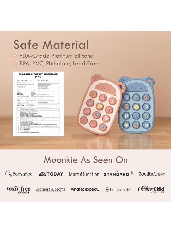 Moonkie Silicone Press Phone Teething Toy for Baby 3 Months+ | Soft BPA-Free Teether with Icon & Number Pop Bubbles | Ideal Gift for Baby Boys - Image 4