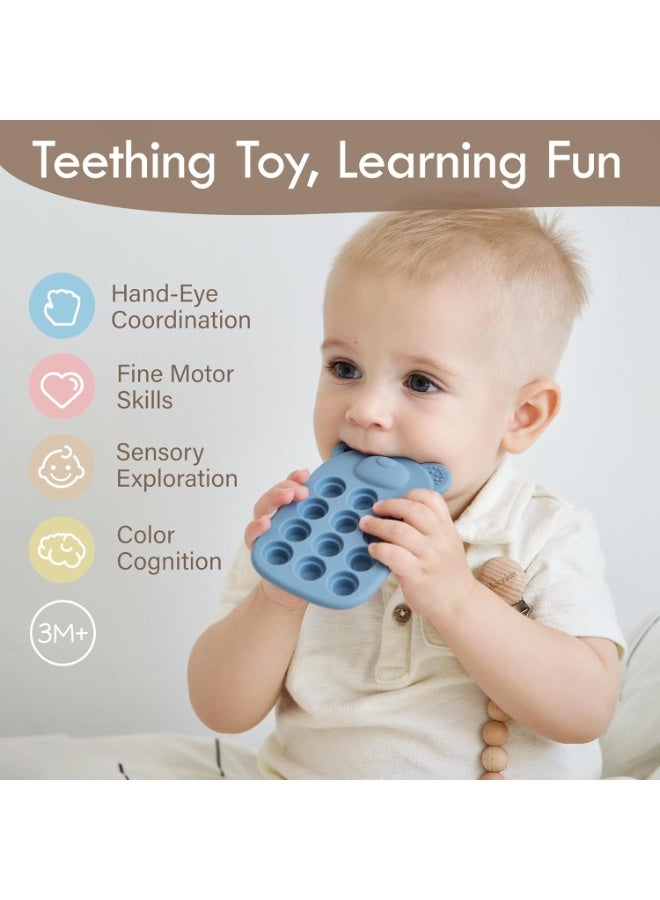 Moonkie Silicone Press Phone Teething Toy for Baby 3 Months+ | Soft BPA-Free Teether with Icon & Number Pop Bubbles | Ideal Gift for Baby Boys - Image 2