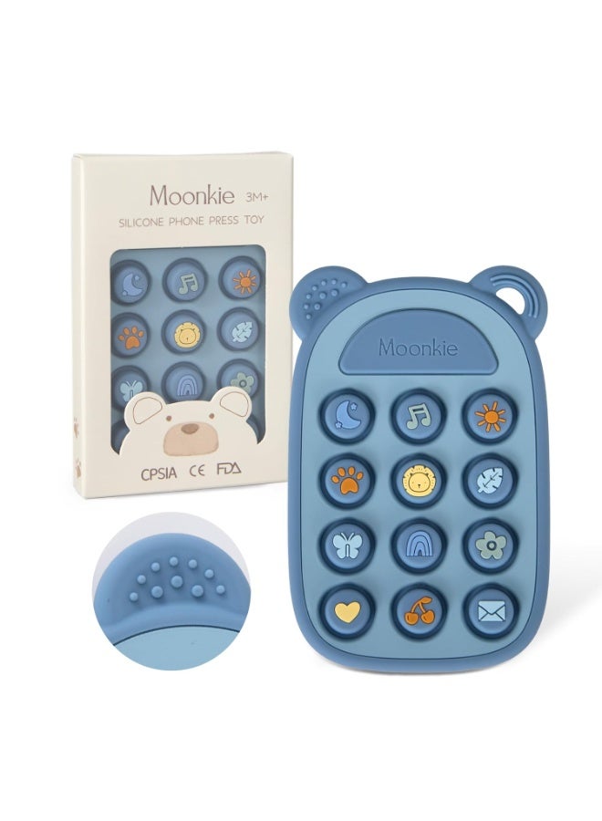 Moonkie Silicone Press Phone Teething Toy for Baby 3 Months+ | Soft BPA-Free Teether with Icon & Number Pop Bubbles | Ideal Gift for Baby Boys - Image 1
