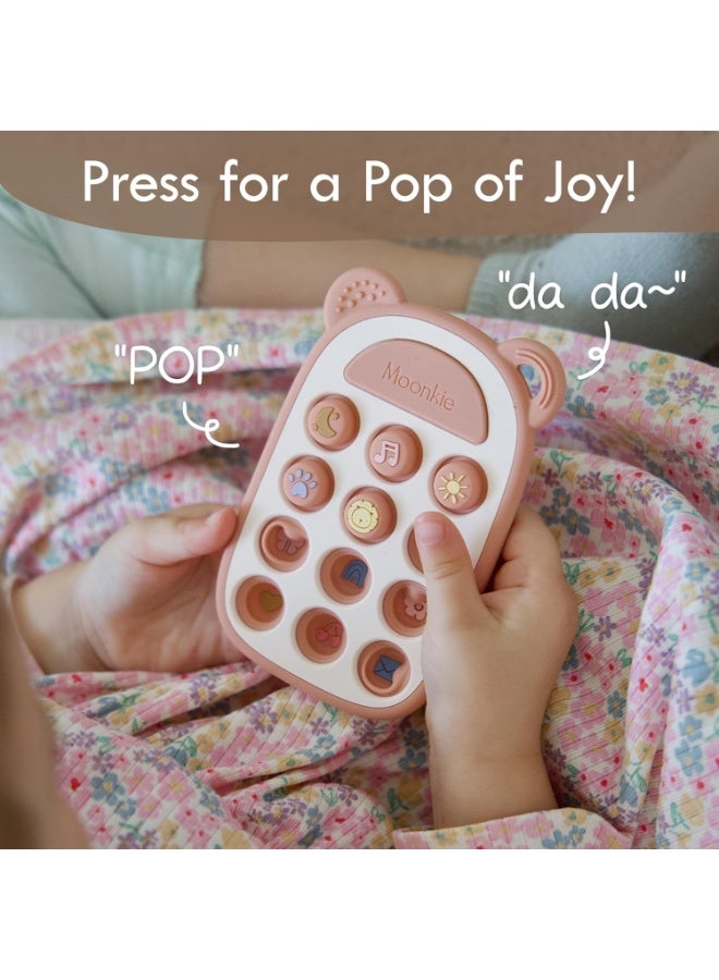 Moonkie Silicone Press Phone Teething Toy for Baby 3 Months+ | Soft BPA-Free Teether with Icon & Number Pop Bubbles | Ideal Gift for Baby Boys - Image 3
