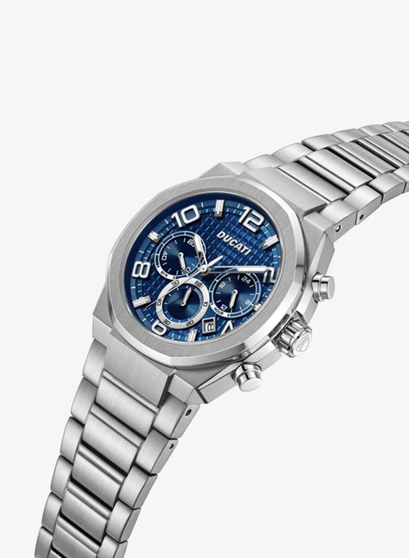 دوكاتي DT006 Blue Dial, Stainless Steel Bracelet, Chronograph Watch for Men, 42mm