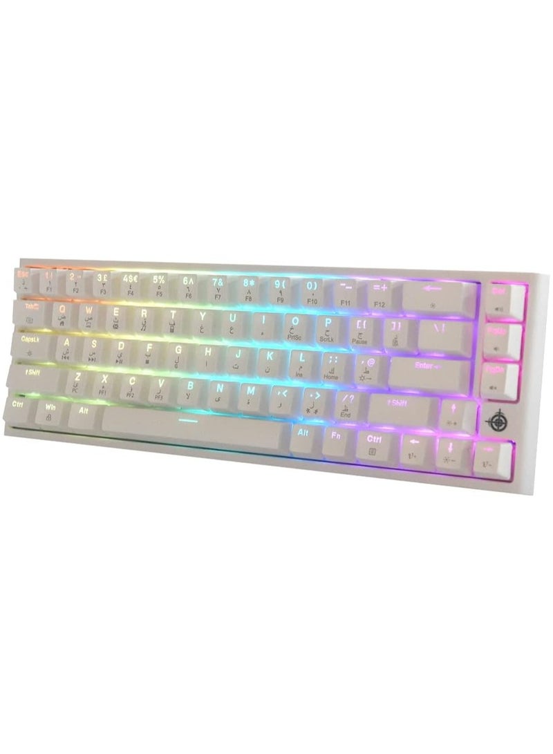 Magic-Refiner MK26 RGB Mini Mechanical Red Switch Keyboard with Arabic Language, White - Image 3