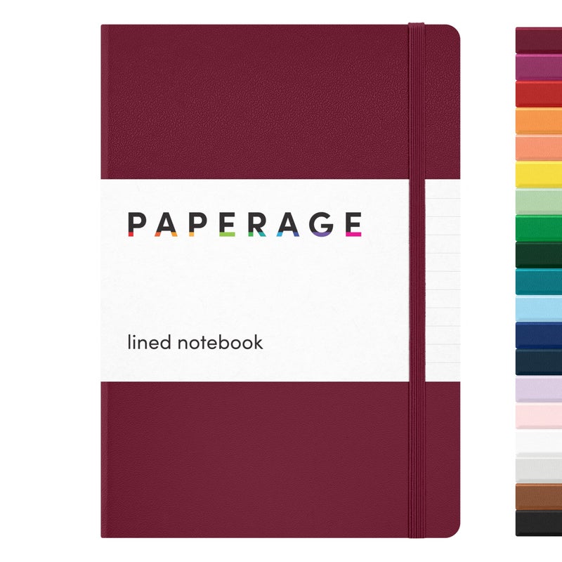 PAPERAGE Lined Journal Notebook, (Burgundy), 160 Pages, Medium 5.6 in x 8 in - 100 GSM Thick Paper â€“ Hardcover Journaling Notebook for Work, School & Note Taking - Image 1