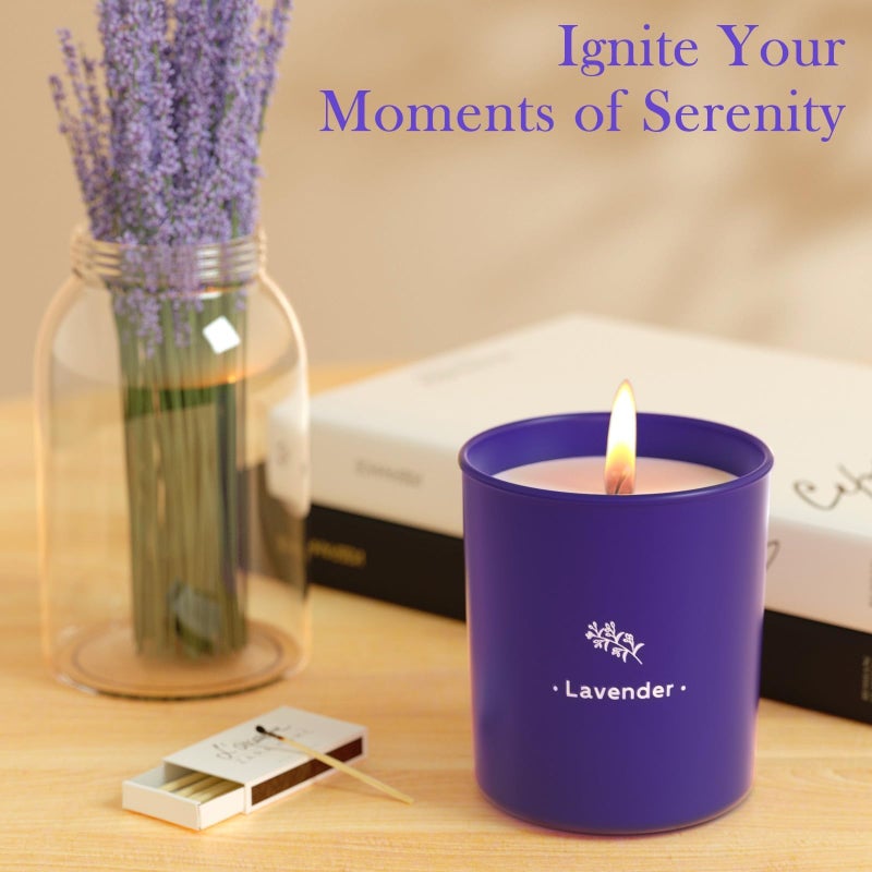 TranquilBliss Lavender Candles for Home Scented, 8 oz Scented Candles Present, Purple Jar Wax, Made with Soy for Women, 45 Hour Long-Lasting Burn for Christmas Mom Girl Birthday Christmas Giving - 1 Pack - Image 5