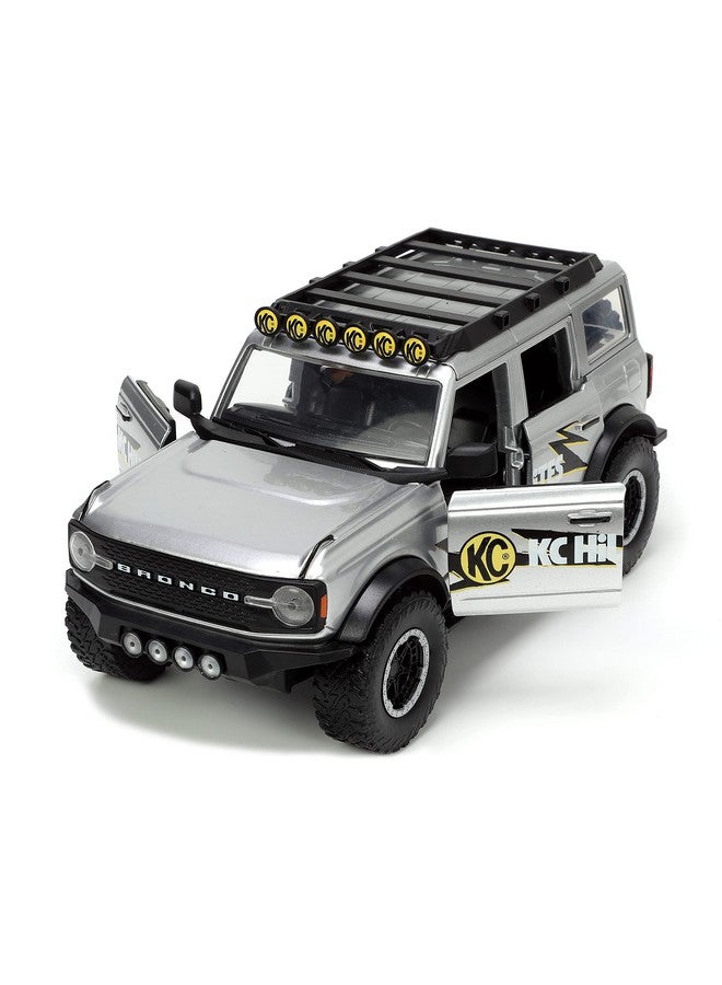 Jada Toys Just Trucks 124 2021 Ford Bronco Diecast Car Gray With Tire Rack Toys For Kids And Adults - Image 1