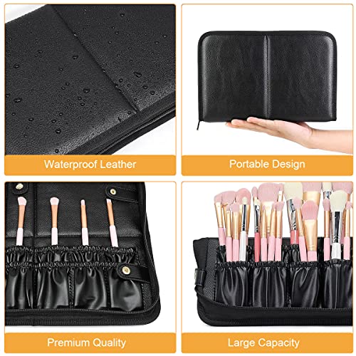MAYCREATE® Makeup Brush Holder Bag Portable Travel Makeup Organizer Bag Foldable Zipper Cosmetic Makeup Brush Pouch Storage Case with 29 Elastic Pockets - Image 3