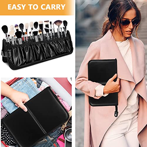 MAYCREATE® Makeup Brush Holder Bag Portable Travel Makeup Organizer Bag Foldable Zipper Cosmetic Makeup Brush Pouch Storage Case with 29 Elastic Pockets - Image 5