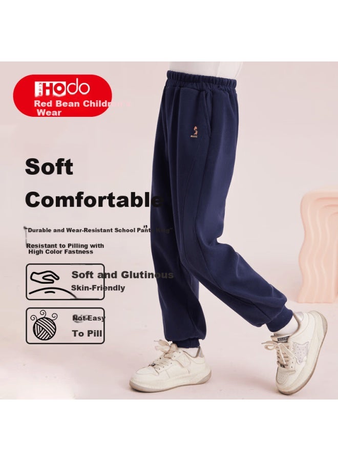 Hodo Children's Pants Autumn Winter New Sweatpants Boys Girls Casual Long Pants Children's Autumn Clothing Sports Pants Navy Blue 140