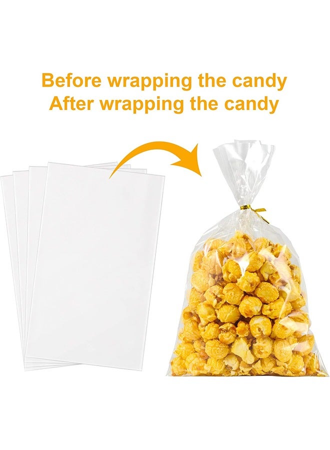 HS 100 عبوة من أكياس السيلوفان البلاستيكية الشفافة مقاس 12.7 سم × 27.94 سم مع أربطة ملفوفة 10.16 سم لأكياس الحلوى وأكياس البسكويت وحقائب المكافآت وتغليف الهدايا والديكورات وتخزين الطعام - Image 5