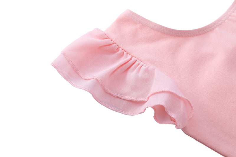 *daisysboutique* Girls Ballet Skirted Dress Ballerina Costume Ruffle Sleeve Tutu Dance Outfit Leotard (6-7 Years, Ballet Pink) - Image 4
