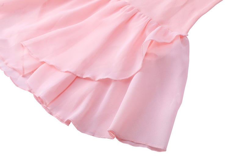 *daisysboutique* Girls Ballet Skirted Dress Ballerina Costume Ruffle Sleeve Tutu Dance Outfit Leotard (6-7 Years, Ballet Pink) - Image 5