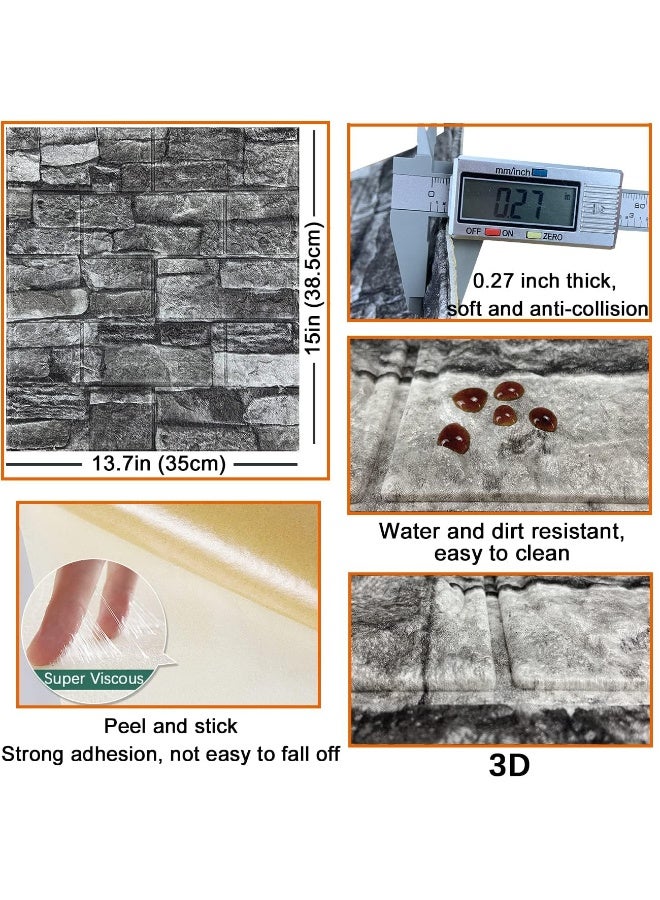 يلا جوي 20PCS لوحات الجدار ثلاثية الأبعاد تقشير وعصا 3D لوحة الجدران من الطوب تقشير وعصا لوحة الجدران من الحجر الزائف رغوة الطوب ورق الجدران اللاصق الذاتي 35 * 38.5 سم - Image 5